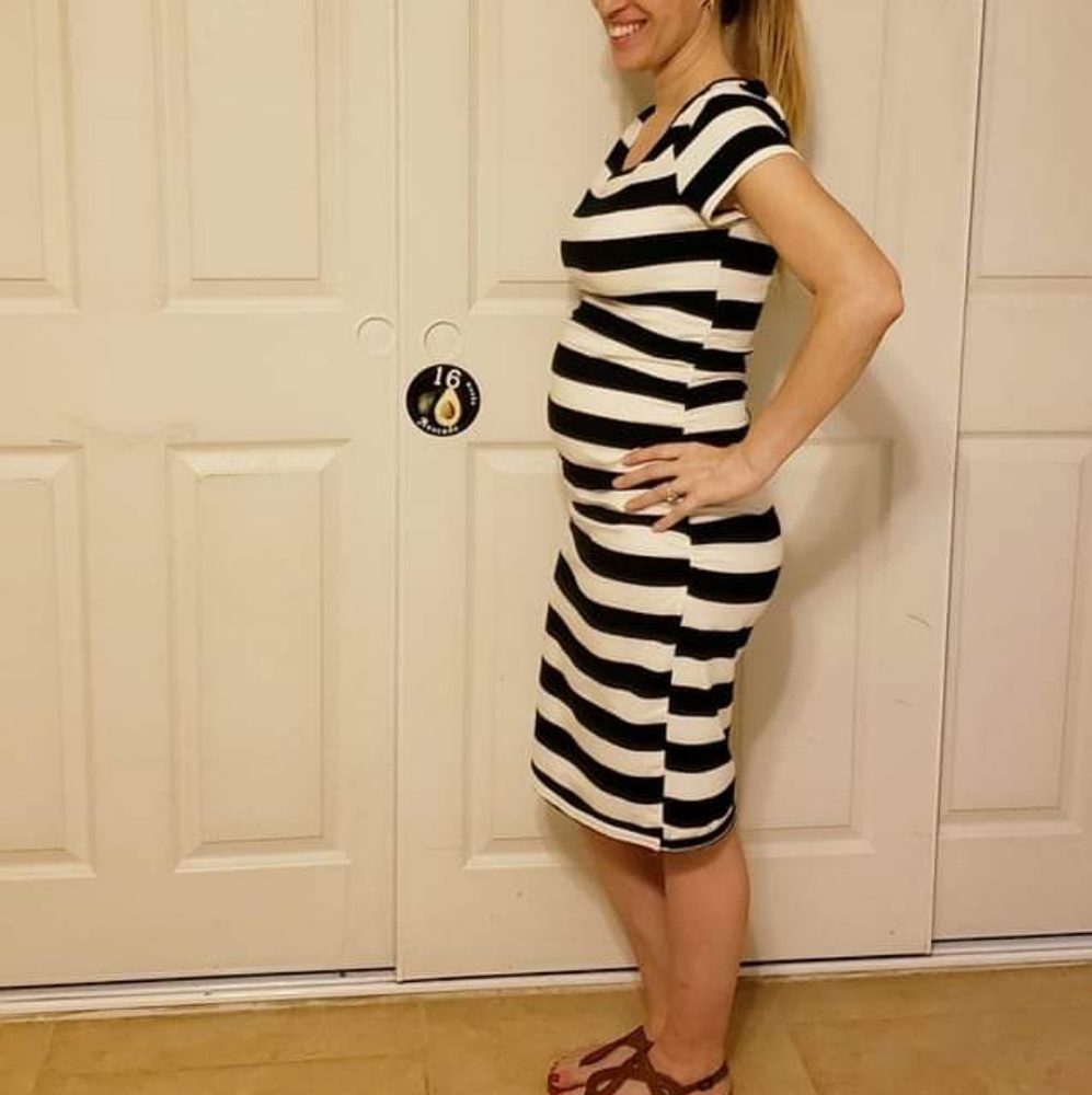 xs black and white striped maternity dress